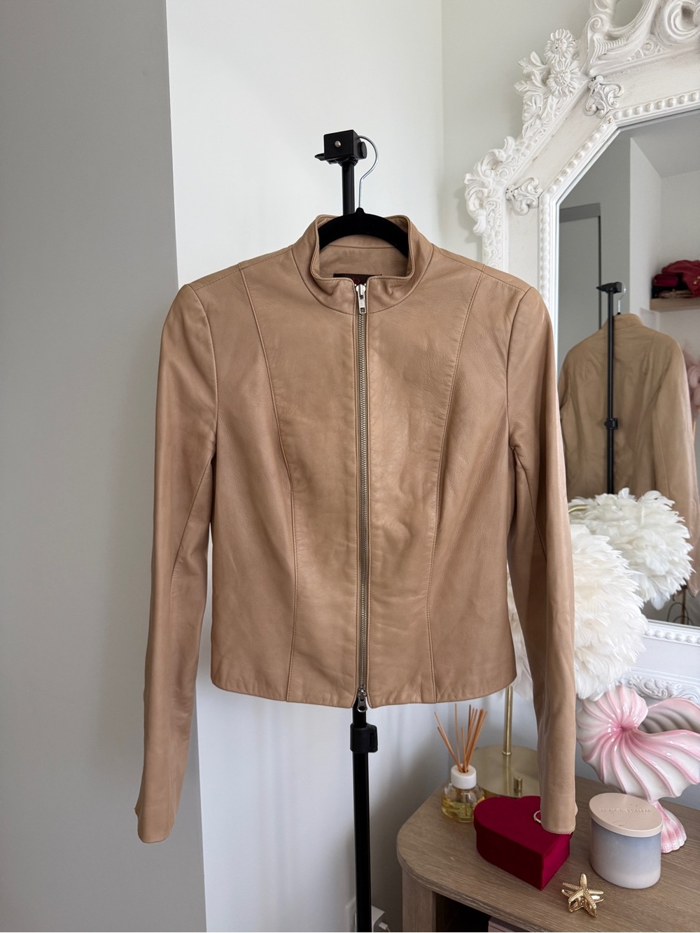 Danier Tan Genuine Leather Zip Jacket